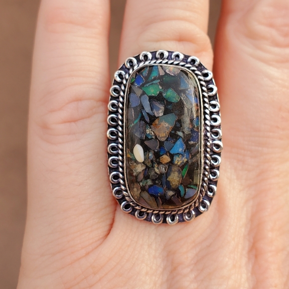 New Copper Ethiopian Opal 925 Silver Ring. - Picture 11 of 16